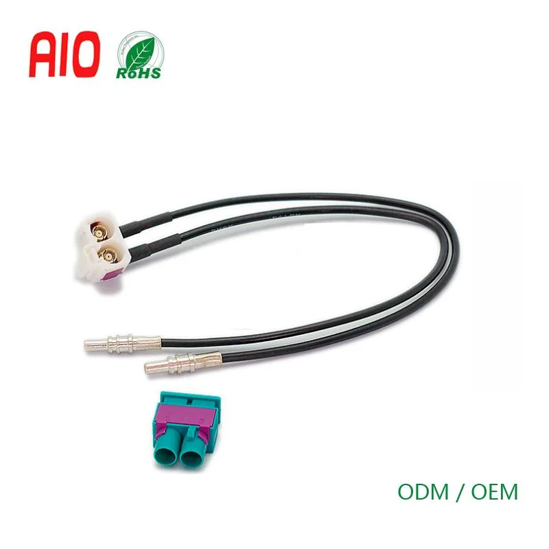 Right Angle Twin Fakra Connector Fakra Male Waterproof Auto Connector to Double Female Radio GPS Antenna Adapter Cable Wiring Harness