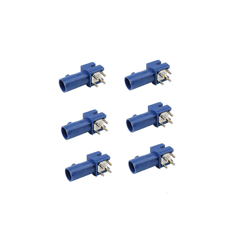 Fakra C Blue SMB Plug Male PCB Mount Right Angle Connector for GPS RF Communications Systems