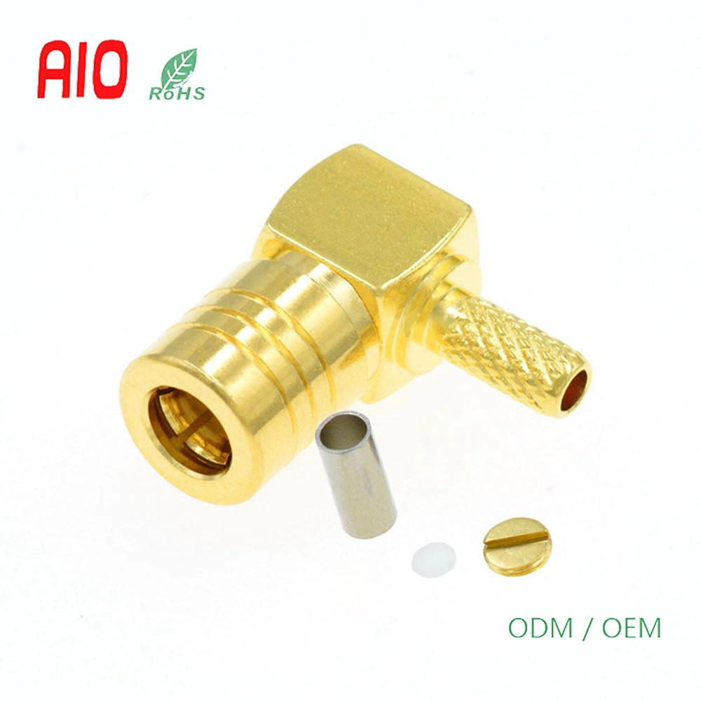 SMB Female Right Angle Crimp-Type RF Coaxial Connector for Cable Rg316