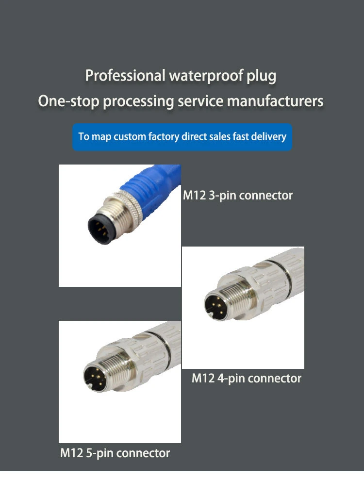 IP67 Waterproof M5 M8 M12 3 4 5 8 12 Core Male and Female Shaped Connector Connecting Wire