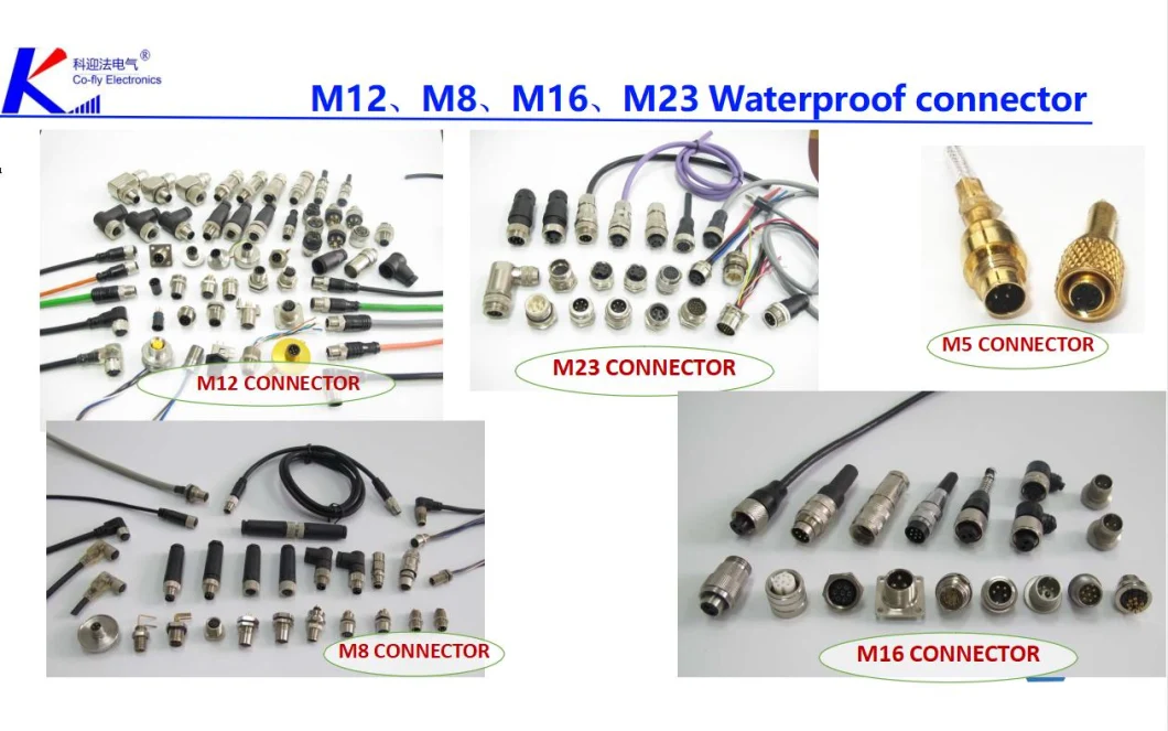 Industrial M12 Cable 4 Pins Female Back Mont Socket with RJ45 Adapter IP67 Waterproof Connector