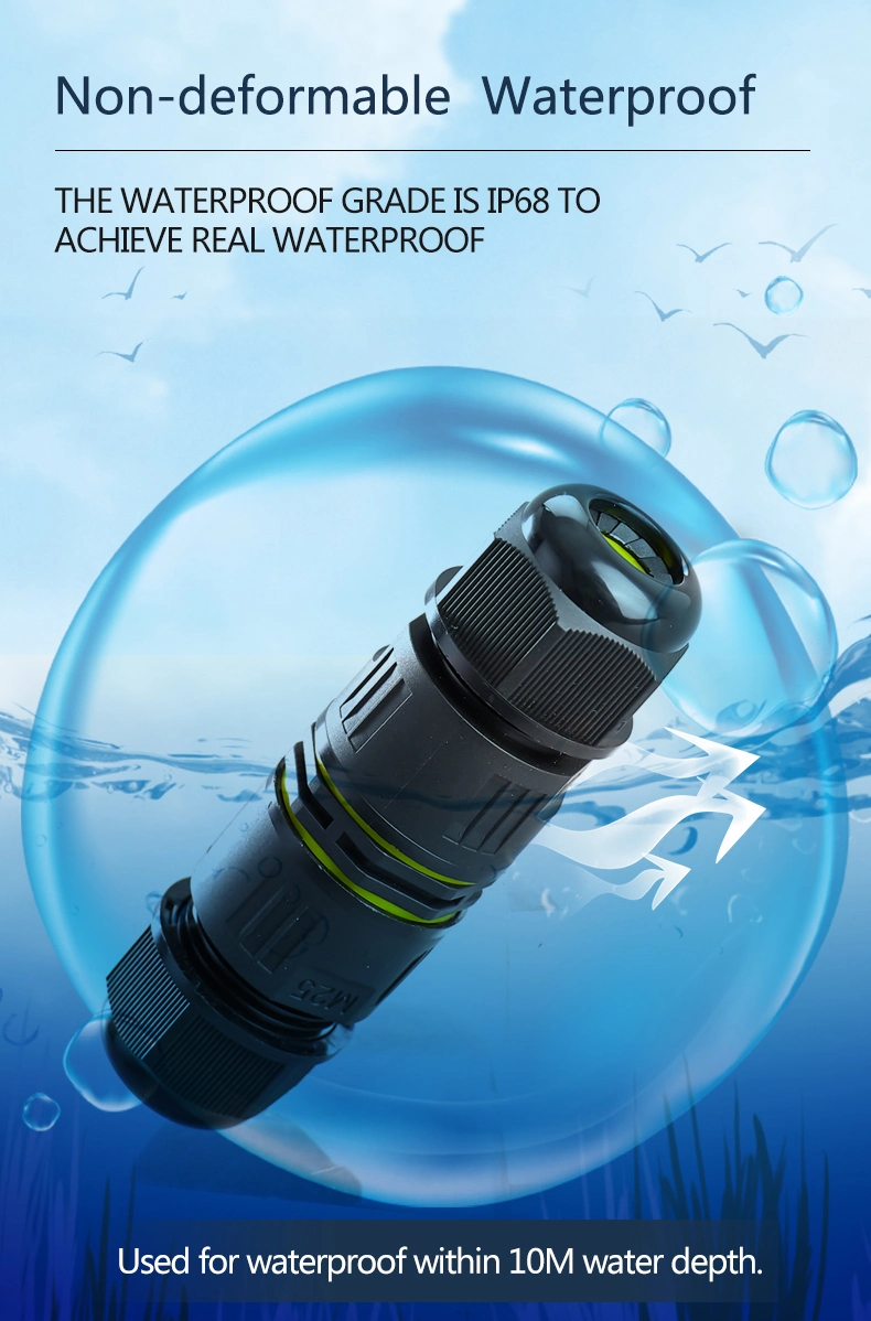 Underwater IP68 Waterproof M16 Cable Connector 2/3 Pin Easy Installation Electrical Cable Connector