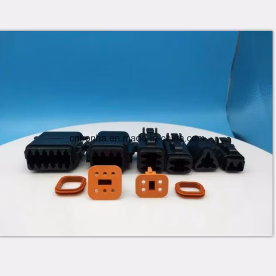 Deutsch Dt 2-12p Male and Female Auto Wire Harness Waterproof Connector with Pins/Terminals Automotive Sealed Plug Socket with Black Color