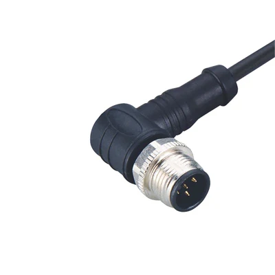 Electrical Signal M12 Male Right Angle EMI Waterproof Aviation Connector