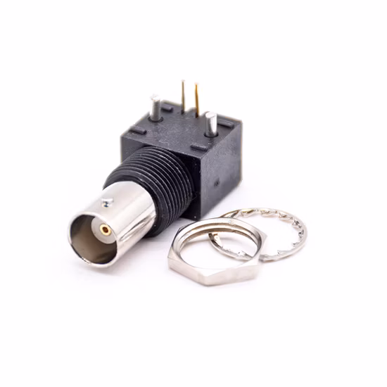 Right Angle Gold Plated BNC Female Connector for PCB Mount