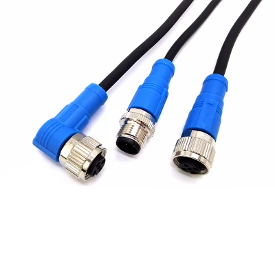 Waterproof Phoenix M8 M12 Extension Cable 3 4 5 8 12 17 Pin Male to Female M12 Connector Cable with 1m PVC Length